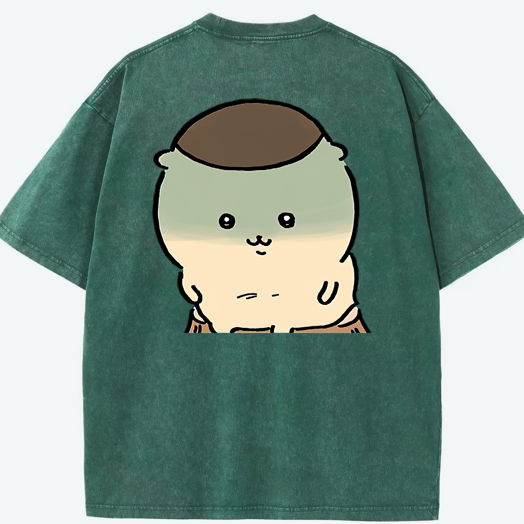 （画像用） ちいかわ くりまんじゅう Chii-kawa kuri manjū 綿100% ヴィンテージ風 半袖Tシャツ（背面プリント）
